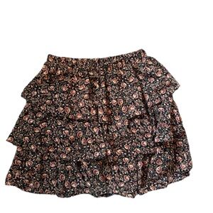 Dark Floral Ruffle Skirt